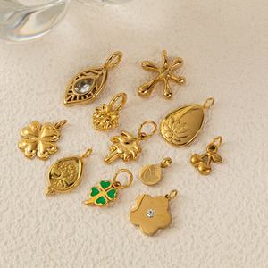 Chaîne en acier inoxydable DIY de base, 5 mm, avec pendentif série végétale Daquan, collier d'amour, plaqué or 18 carats sous vide, fil de bijouterie - Product Image 4