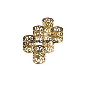 <b>Vintage</b> Metal Napkin Rings Gold Polished Fancy Decoration <b>Table</b> Accessories Set of 4 for Party Tabletop Tissue Holding Rings - Product Image 5