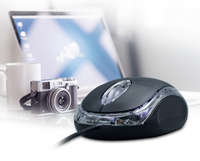 Souris de jeu filaire professionnelle, ergonomique symétrique, noir mat avec accents brillants, haute précision, souris Esports OEM ODM