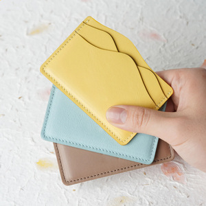 In stock, stylish and simple mountain-shaped PU leather card <b>holder</b> for bank cards, <b>ID</b> cards, and public transport cards. - Product Image 1
