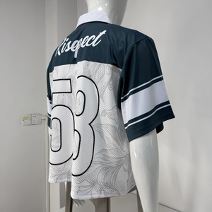 Chemise polo rétro de football brodée avec panneaux en maille respirante et coupe ample pour les fans de football américain - Product Image 5