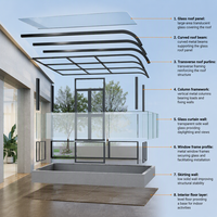 Kit de véranda moderne imperméable à toit plat, structure en aluminium, verre trempé, serre de jardin, assemblage DIY