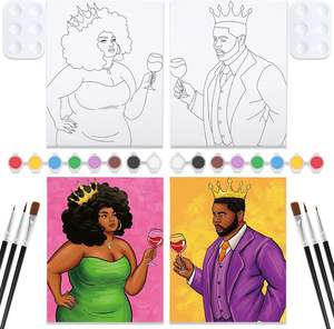 Adultes pour l'<span class=keywords><strong>amour</strong></span> thème date nuit jeux toile Art Set pré-dessiné Sip peinture Kit avec contour pour couple chaussures portraits sujets - Product Image 2