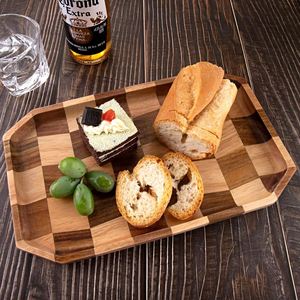 Acacia <b>Wood</b> Checkerboard Tray 12x8 Inches Serving Plate For Hotel Coffee Tea Storage <b>Desk</b> Use - Product Image 1