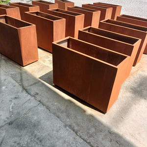 실내 야외 정원 장식 바닥을 위한 맞춤형 현대 아연 도금 스틸/풍화 스틸 화분 비바람에 견디는 - Product Image 1