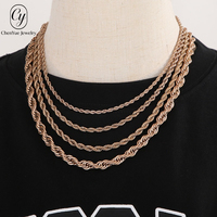 Collier unisexe tendance en chaîne torsadée en acier inoxydable, plusieurs largeurs, accessoires de cou assortis pour couple, vente en gros