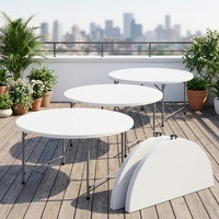 Table à bascule portable en résine plastique, design moderne, pliable, étanche, empilable, taille et couleur personnalisables, pour cour, salle à manger, hôtel