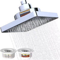 Cabezal de Ducha de Lluvia de Alta Presión con Filtro de 6 Etapas, Eliminación de Cloro, Gran Angular, 6 Pulgadas, para Baja Presión de Agua