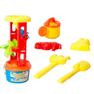 2024 vendita calda in plastica clessidra pala di sabbia secchio per bambini spiaggia giocattoli set