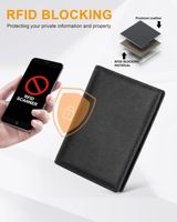 Dompet kulit sapi untuk pria lipat tiga Logo kustom Vintage dompet kulit sapi kuda gila pemblokiran RFID katun panjang pendek