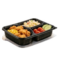 Conteneurs de préparation de repas personnalisés en gros de 1100 ml (37 oz) à 3 compartiments, boîtes bento jetables en PP micro-ondables pour les fêtes