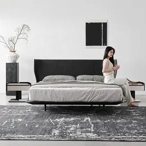 Nouveaux produits Ensemble de meubles de chambre à coucher en cuir nappa Styles de lits de luxe de grande taille pour chambre à coucher classique
