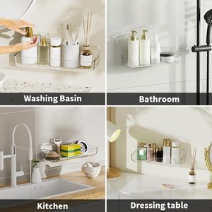Modern Single-Tier Eco-Friendly PET Plastic Storage <b>Rack</b> Faucet <b>Tools</b> Transparent Smoke Black Color Standing Type Bathroom - Product Image 3