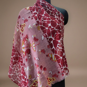Mayuri Creations Luxury Hand Painted Silk Wool Autumn Long Scarf Floral Print Embroidered Ladies <b>Wrap</b> Bulk - Product Image 2