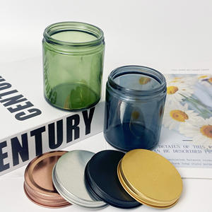 Pot de bougie en <span class=keywords><strong>verre</strong></span> de 8OZ avec couvercles en métal, couvercles en plastique, encre <span class=keywords><strong>translucide</strong></span>, gris, fumée, noirâtre, vert, bougeoir, Offre Spéciale - Product Image 3
