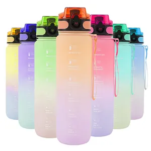 Garrafas de água com logotipo personalizado, garrafa de plástico transparente com formato especial, livre de Bpa, 1L, 32 onças e 500 ml
