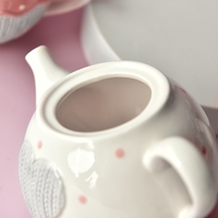 Ensemble de tasses et sous-tasses rose en céramique, style décontracté, pour un cadeau
