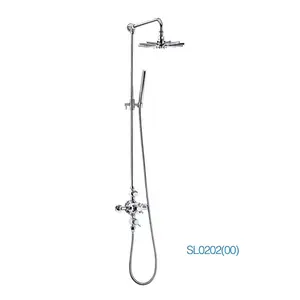 Wras TMV2 Messing Hpb59-1 Thermostatische Blootgesteld Klep Met 18Mm Stijve Riser Handset 9''showerhead Bad Douche Mixer