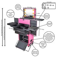Boîte de maquillage cosmétique de luxe portable avec miroir éclairé par LED Fourniture de beauté en gros pour artistes cosmétologues grande capacité