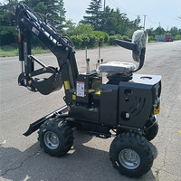 Mini-excavatrice à 2/4 roues, moteur diesel standard EUROV, 15 ch, chargeuse-pelleteuse remorquable