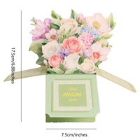 Vente en gros de cartes de voeux pour le festival, carte pop up 3D pour la fête des mères, motif Loral, carte de boîte à fleurs colorée pour meilleure maman