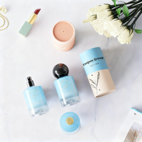 Flacon de parfum de luxe cylindrique haut de gamme en verre transparent doré de 30 ml avec fond facetté, tube personnalisé, boîte cadeau magnétique