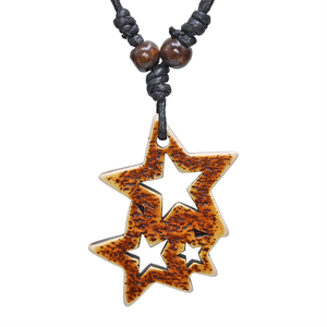 QIANZHIYUN FX-034 Collar con Colgante de Tres Pentáculos para Hombre, Joyería Retro Personalizada, Estilo Tribal, Amuleto de Imitación de Hueso de Yak, Regalo - Product Image 1
