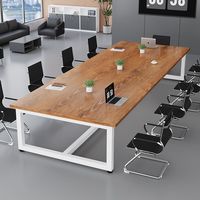 Table de conférence classique en bois, bureau de salle de réunion robuste pour usine, bureau ou zone de réception