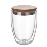 Gobelet en verre borosilicate à double paroi avec logo personnalisé, résistant à la chaleur et au froid, gobelet à café latte isolé à double paroi avec couvercle