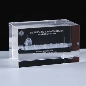 Cubo de cristal K9 personalizado, regalo de recuerdo de negocios, barco, grabado láser 3d, Cubo de vidrio