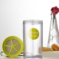 Gobelet isolé à double paroi avec logo personnalisé OEM Verres en plastique vendus en usine avec filtre à thé et corde de transport