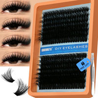 Kits de cils synthétiques DIY faits main pour auto-greffe, cils segmentés volumineux grande capacité, noirs, pour l'exportation