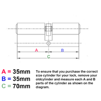 Cylindre de verrouillage de porte, Anti-pression, Surface en laiton, poli, européen (35/35(70mm) Polissage en laiton)