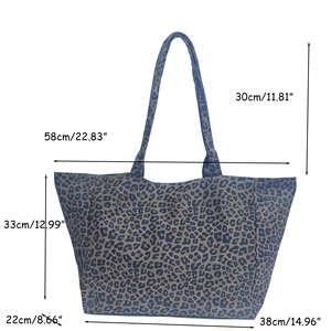 กระเป๋าผ้าแคนวาสลายเสือดาวสำหรับผู้หญิง แบบ DIY สองด้าน ความจุเยอะ แฟชั่น ทันสมัย ใช้ได้ทุกวัน สำหรับเดินทาง ไปเที่ยวทะเล ฤดูใบไม้ผลิ ฤดูร้อน - Product Image 6