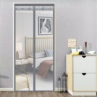 Moustiquaire de porte anti-moustiques magnétique respirante classique rayée noir et blanc pour l'été, sans perçage, en polyester