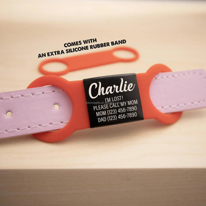 Groothandel Gepersonaliseerde Anti-Verloren Huisdier Id Tags En Kraag Waterdicht Blank Metaal En Siliconen Slide-On Met Dierenpatroon Rubber - Product Image 3