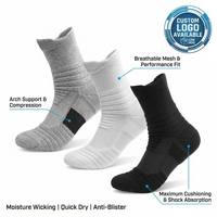 Chaussettes de sport athlétiques personnalisées avec logo, chaussettes de performance rembourrées, vente en gros, respirantes, anti-humidité, pour l'entraînement et la gym, pour hommes