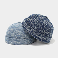 Casquette de baseball en jean à imprimé abstrait bleu - Casquette de papa vintage texturée délavée avec visière pliée et sangle réglable unisexe
