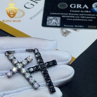 Blingdiam Bijoux En Gros Glacé Noir Moissanite Gra Certificat Charmes En Acier Inoxydable Croix Pendentifs Collier
