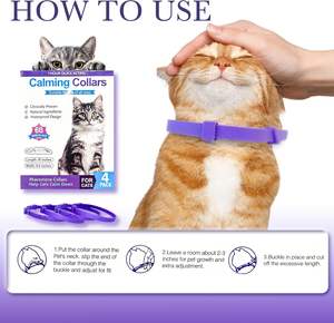 बिल्लियों के लिए 4-पैक समायोज्य शांत कॉलर को पंख सजावट रबर सामग्री के साथ तनाव और चिंता से राहत मिलती है - Product Image 6