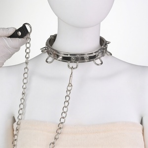 ปลอกคอเหล็กสแตนเลส 304 คุณภาพสูง FISTSX พร้อมสายโซ่โลหะ ชุดอุปกรณ์ BDSM ปลอกคอโลหะสำหรับพันธนาการ ของเล่นทางเพศ - Product Image 1
