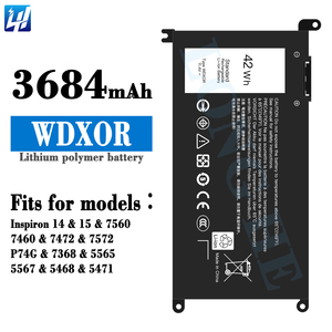 3684mAh 11.4V WDXOR ノートパソコンバッテリー <span class=keywords><strong>Dell</strong></span> Inspiron14 /15/7560/7460/7472/7572/P74G/7368/5565/<span class=keywords><strong>5567</strong></span> ノートパソコン用 - Product Image 1