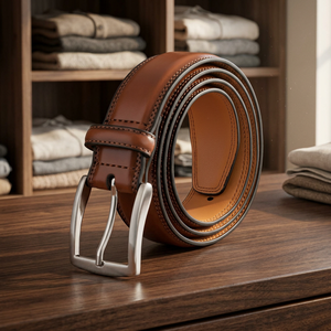 100% Original High Standard Cow Hide Leather Pin Buckle Steel Vintage Square Breathable Waterproof Durable Eco-Friendly Belt - Product Image 1