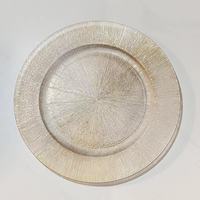 Assiette de présentation en plastique transparent, design incrusté d'or fait main, luxe léger rétro pour mariages, hôtels et fêtes
