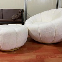 Fauteuil de relaxation inclinable en métal style crème avec revêtement en laine d'agneau pour balcon, une place
