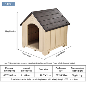 บ้านสุนัขขนาดใหญ่แบบกำหนดเอง สำหรับกลางแจ้ง ทำจากพลาสติกและโลหะ แข็งแรง พร้อมที่ทำความสะอาดที่ถอดออกได้ ลายสัตว์ ดีไซน์แบบวิลล่า - Product Image 6