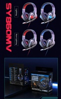 Casque de jeu SY860MV avec haut-parleur de basses de 40 mm, éclairage LED, son surround 3D, micro rotatif à 120°, 273 g pour PC PS5 Xbox One Switch