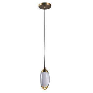 Lampe suspendue moderne minimaliste en cuivre massif à tête unique, cristal long de luxe pour chambre à coucher, salle à manger, bar - Product Image 1