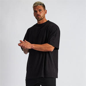Logotipo personalizado Plain Streetwear Print Boxy 100% algodón camiseta al por mayor de los hombres de peso pesado Drop Shoulder Oversize camisetas para hombres - Product Image 3