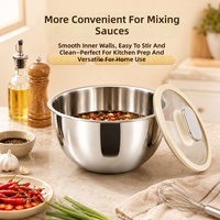 Bol à salade multi-tailles durable et personnalisé pour la cuisine, en acier inoxydable 201 avec couvercle en verre